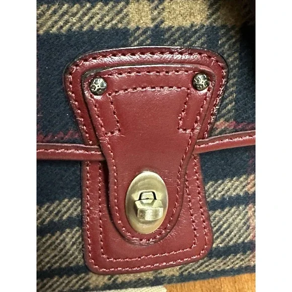 Patricia Nash Tartan Wool Navy W/ Red Leather Crossbody Bag NEW - Picture 12 of 12
